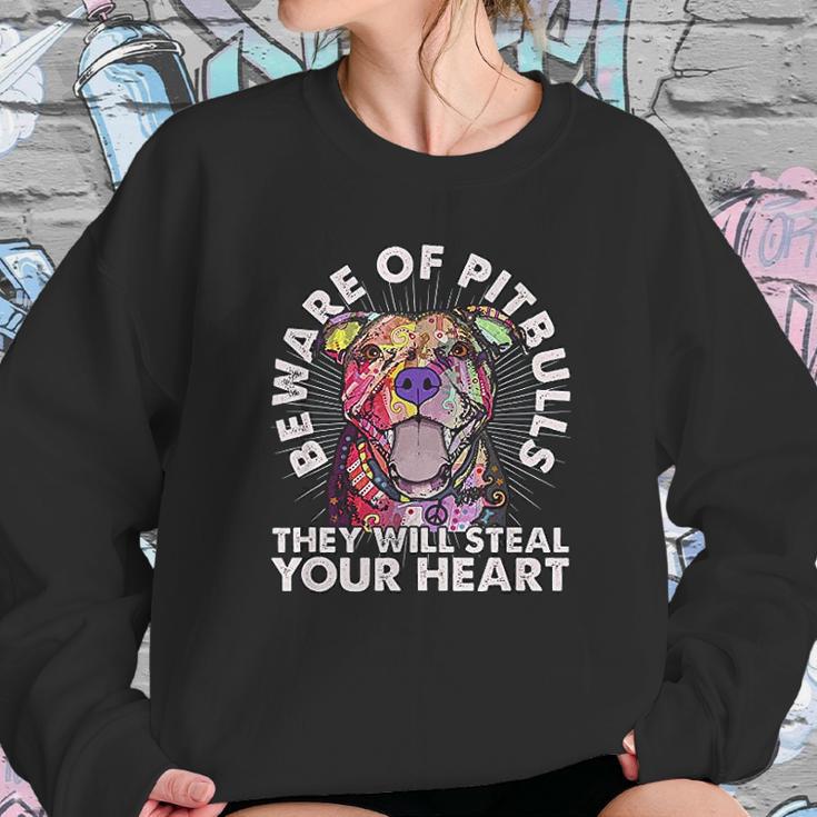 Beware Of Pit Bulls They Will Steal Your Heart Sweatshirt Gifts for Her