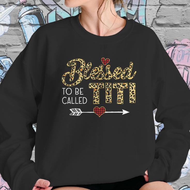 Blessed To Be Called Titi Leopart Red Plaid Buffalo Xmas Sweatshirt Gifts for Her