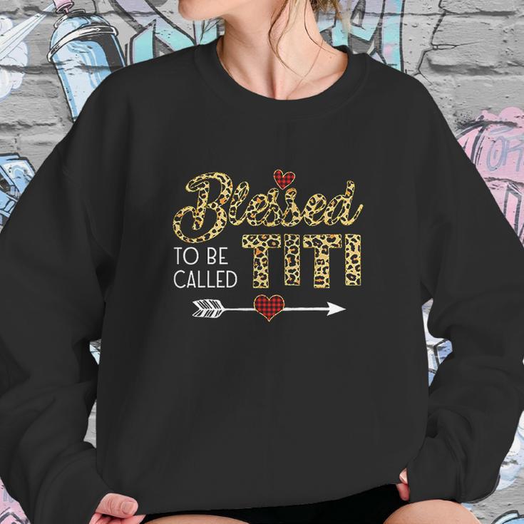 Blessed To Be Called Titi Leopart Red Plaid Buffalo Xmas Sweatshirt Gifts for Her