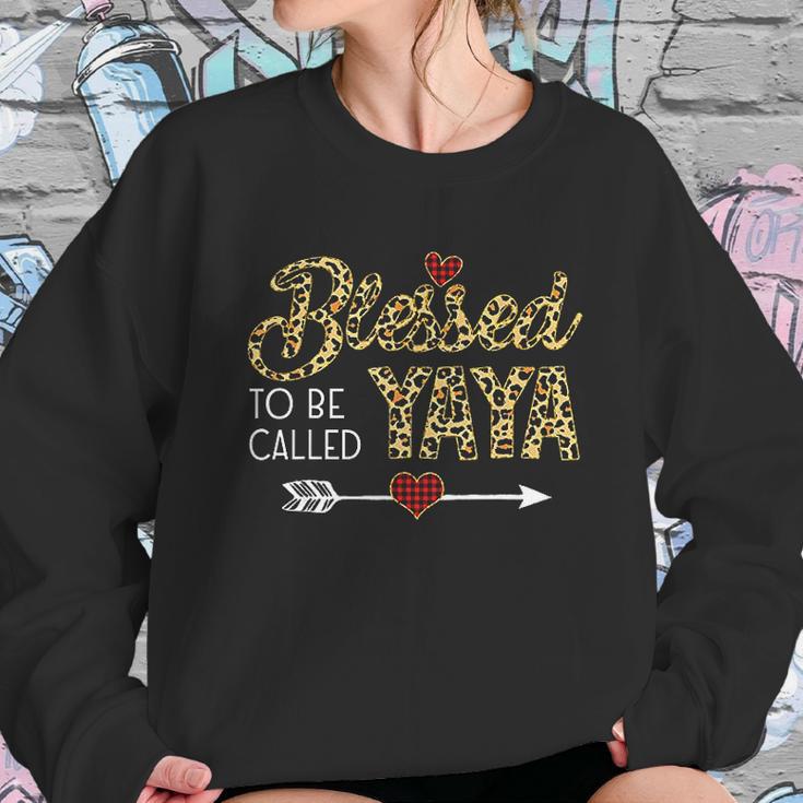 Blessed To Be Called Yaya Leopart Red Plaid Buffalo Xmas Sweatshirt Gifts for Her