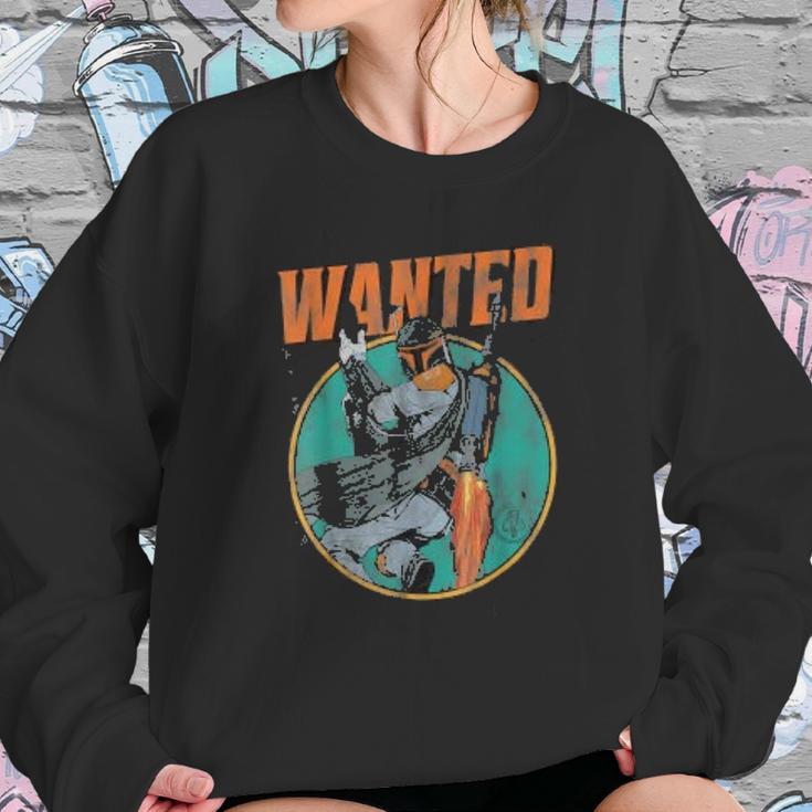 Boba Fett Wanted Distressed Mandalorian Sweatshirt Gifts for Her