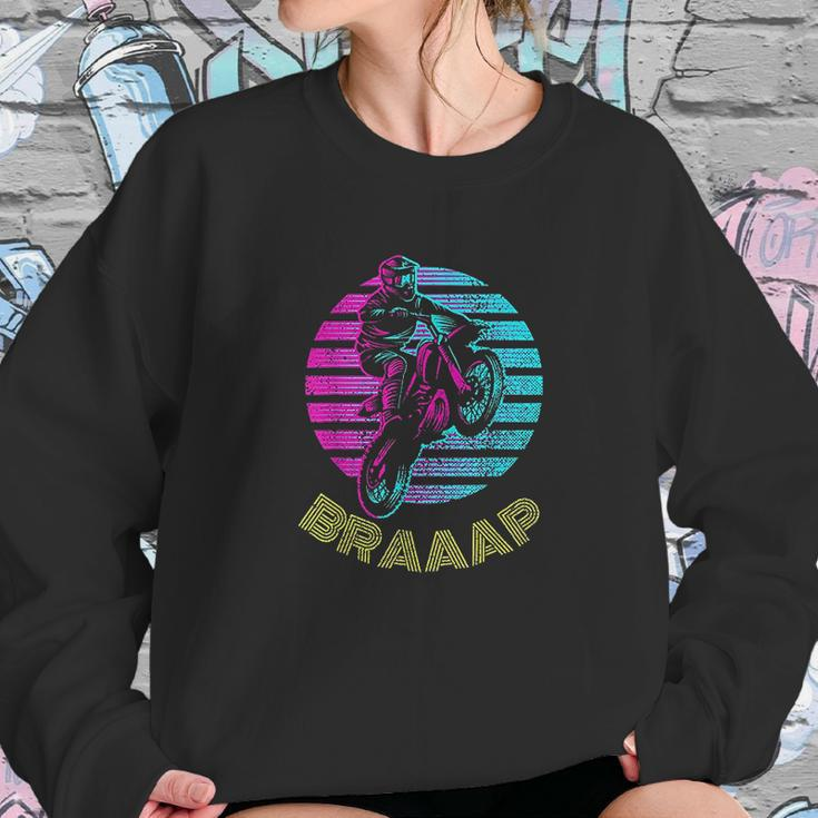 Braaap Vintage Motocross Dirt Bike Sunset Sweatshirt Gifts for Her