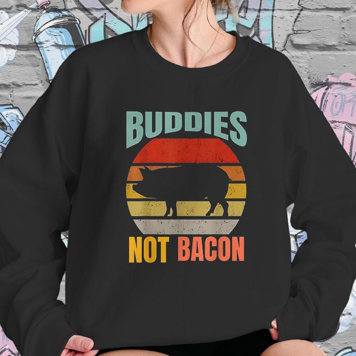 Buddies Not Bacon Cute Funny Pig Vegan Vintage Piggy Gift Sweatshirt Gifts for Her