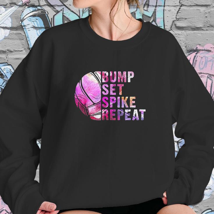 Bump Set Spike Repeat Volleyball Lover Athlete Sports Gift Sweatshirt Gifts for Her