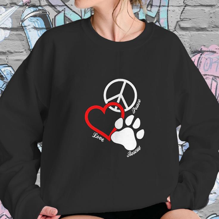 Canine Pet Rescue Cpr Peace Love Rescue With Pawprint Dog Puppy Sweatshirt Gifts for Her