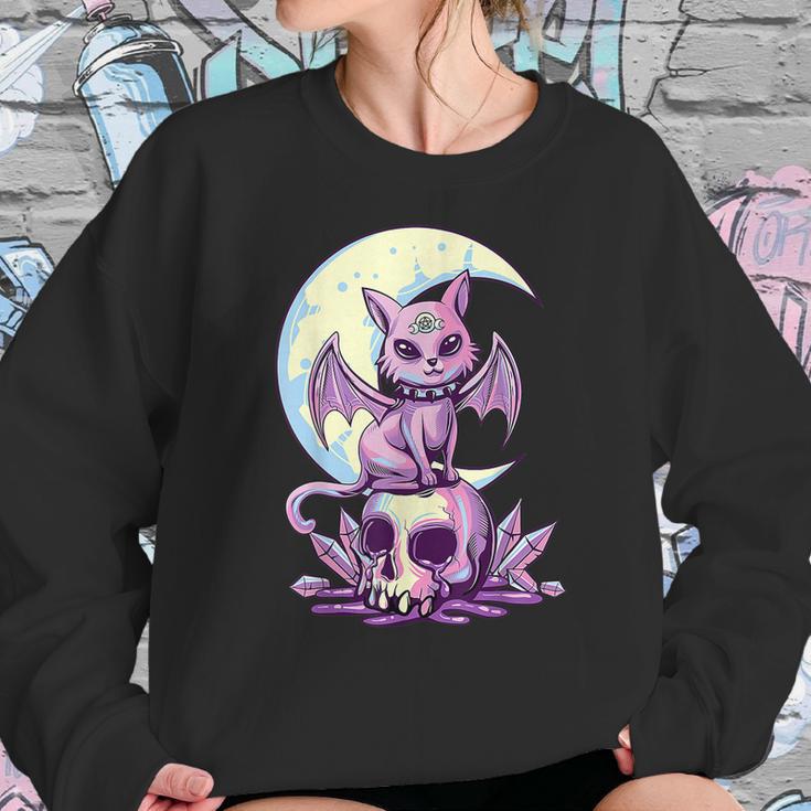 Cat Pastel Goth Moon Kawaii Halloween Skull Purple Witch Sweatshirt Gifts for Her