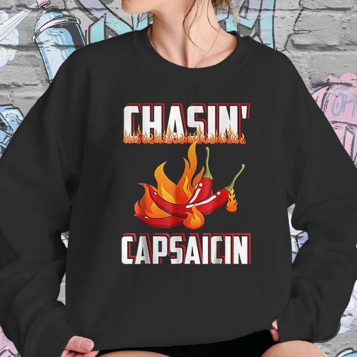 Chasin Capsaicin Funny Spicy Food Pepper Hot Sauce Sweatshirt Gifts for Her