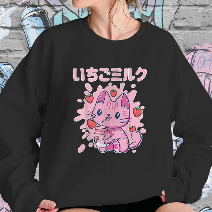 Chibi Kitten Kawaii Cat Japanese Strawberry Milk Drink Sweatshirt Gifts for Her