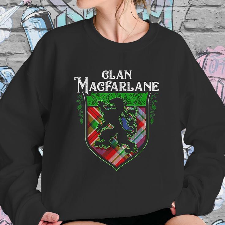 Clan Macfarlane Surname Scottish Tartan Lion Rampant Crest Sweatshirt Gifts for Her