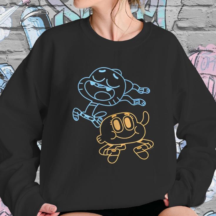 Cn The Amazing World Of Gumball & Darwin Neon Outline Sweatshirt Gifts for Her