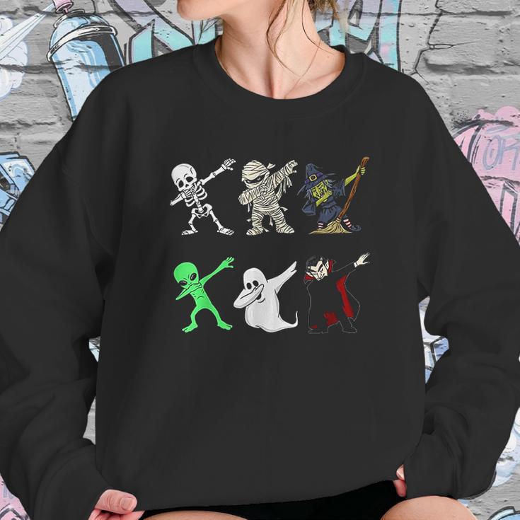 Dabbing Skeleton And Monsters Halloween Dracula Sweatshirt Gifts for Her