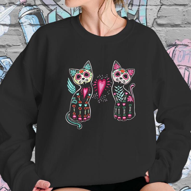 Day Of The Dead Cats Cat Lovers Dia De Los Muertos Sweatshirt Gifts for Her