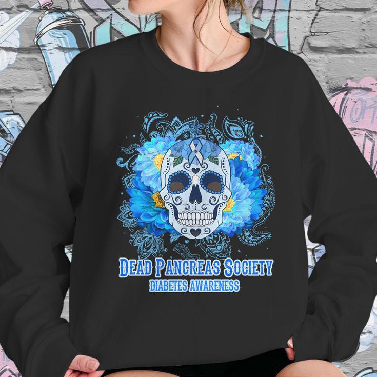 Dead Pancreas Society Diabetes Awareness Sugar Skull Sweatshirt Gifts for Her