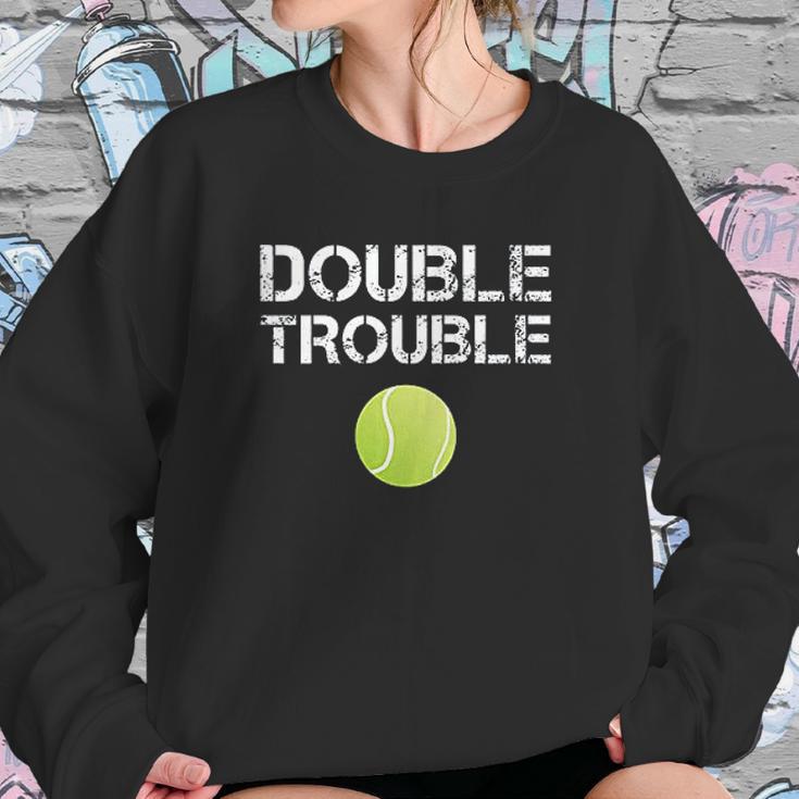 Double Trouble Funny Tennis Team Gift Sweatshirt Gifts for Her