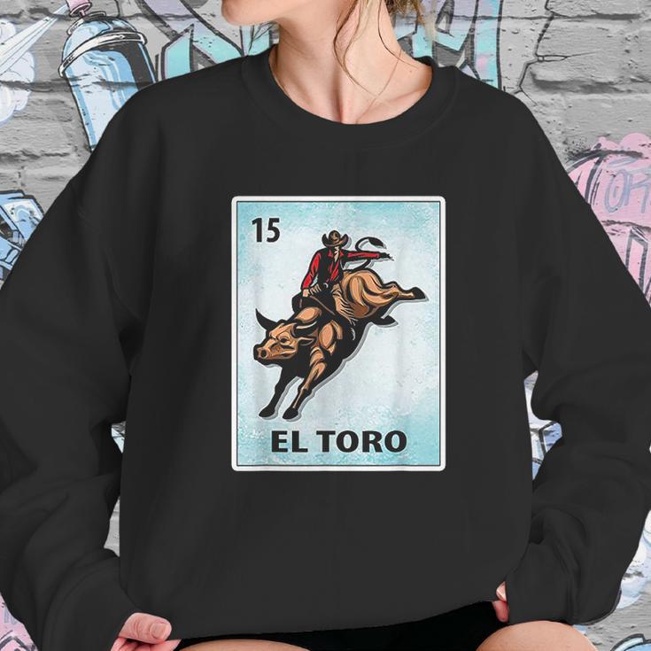 El Toro Mexican Bull Riding Cards Sweatshirt Gifts for Her