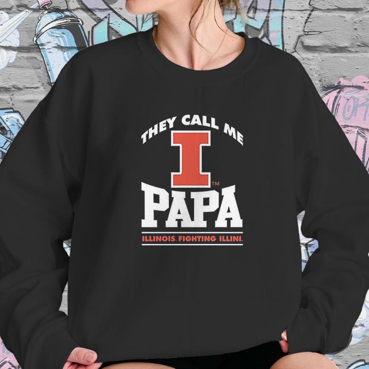 Fanprint Illinois Fighting Illini They Call Me Papa Sweatshirt Gifts for Her