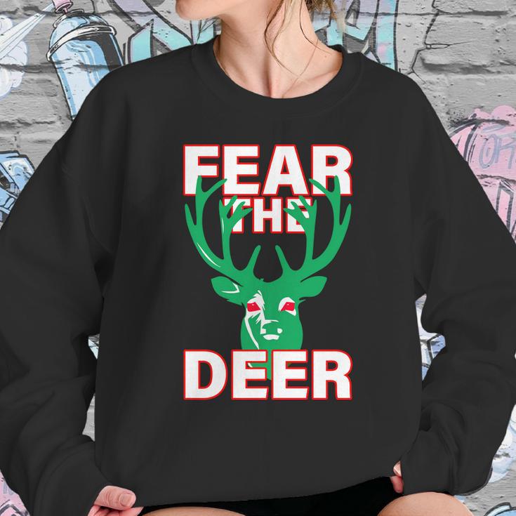 Fear The Deer Basketball Playoffs Graphic Design Printed Casual Daily Basic Sweatshirt Gifts for Her