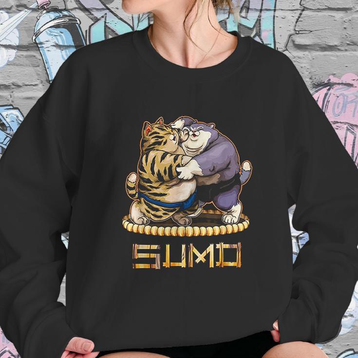 Funny Cats Sumo Wrestler Japanese Cat Sumo Wrestling Sweatshirt Gifts for Her