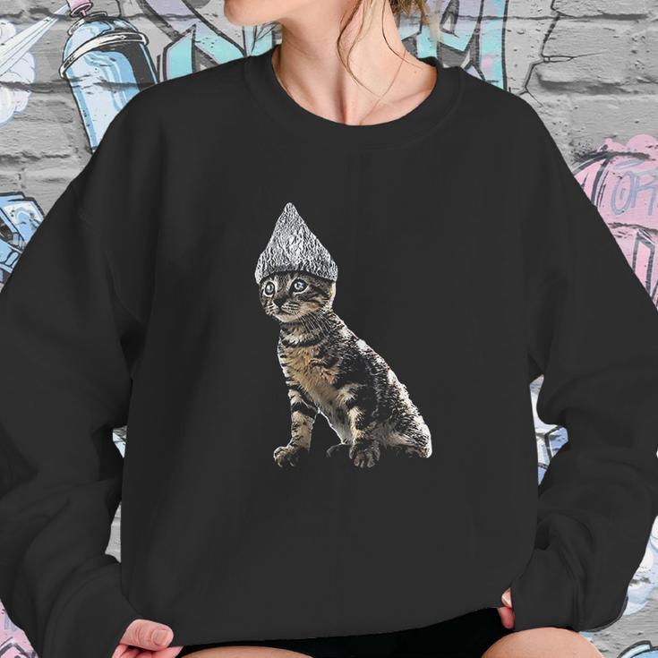 Funny Halloween Cat Tin Foil Hat Conspiracy For Men Sweatshirt Gifts for Her