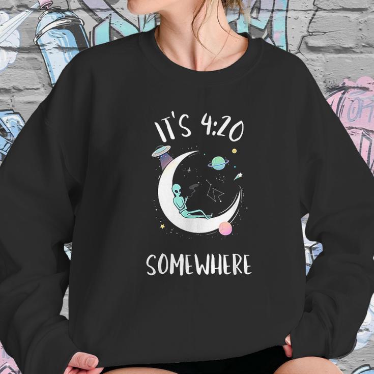 Funny Joint Smoking Moon Alien It Is 4 20 Somewhere Sweatshirt Gifts for Her