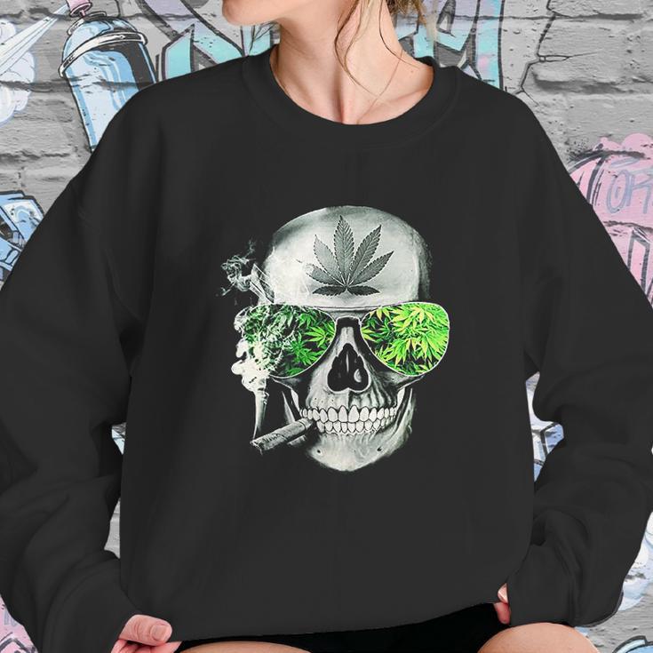 Funny Style Cannabis Marijuana Skull Mens Sweatshirt Gifts for Her