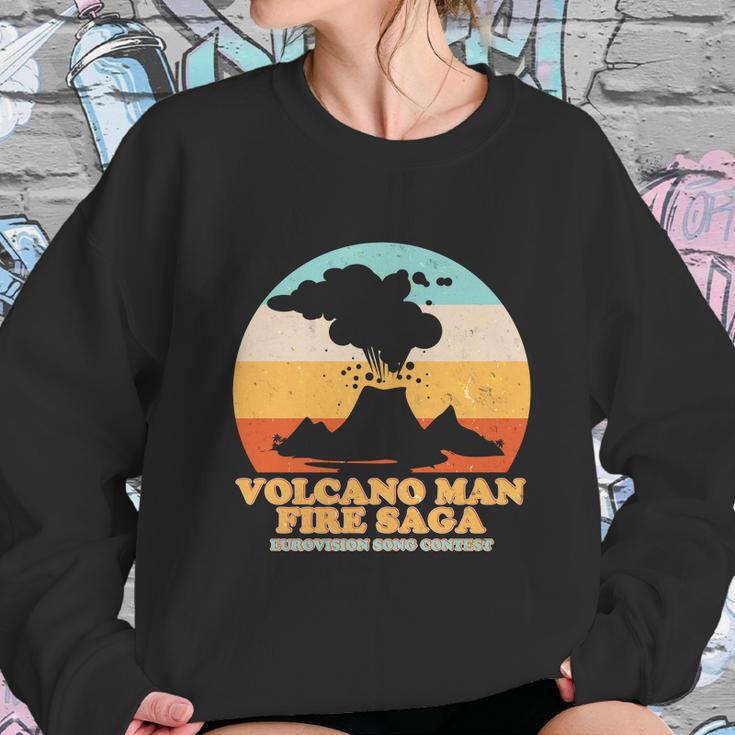 Funny Vintage Volcano Man Fire Saga Eurovision Song Contest Sweatshirt Gifts for Her