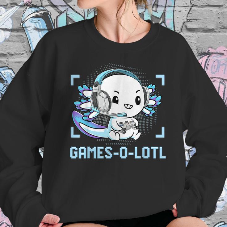 Gamesolotl Axolotl Video Gamer Kawaii Pastel Goth Anime Boys V5 Sweatshirt Gifts for Her