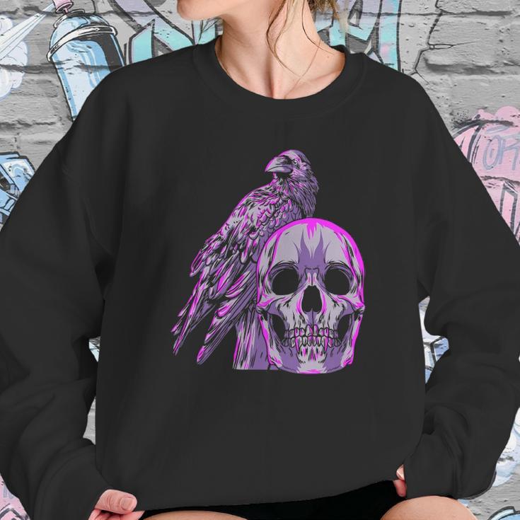 Goth Pastel Skull Crow Bird Skeleton Head Raven Gothic Lover Sweatshirt Gifts for Her