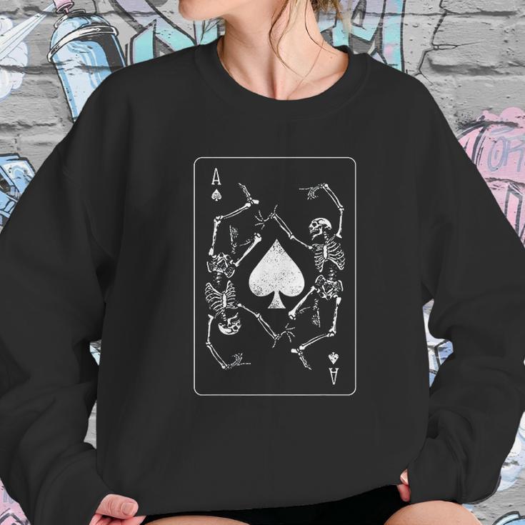 Goth Punk Ace Of Spades Card Shark Gambler Skeleton Sweatshirt Gifts for Her