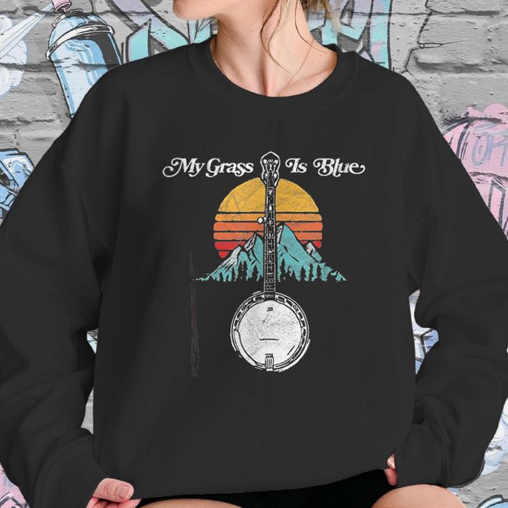 My Grass Is Blue Retro Rocky Mountain Banjo Bluegrass Sweatshirt Gifts for Her