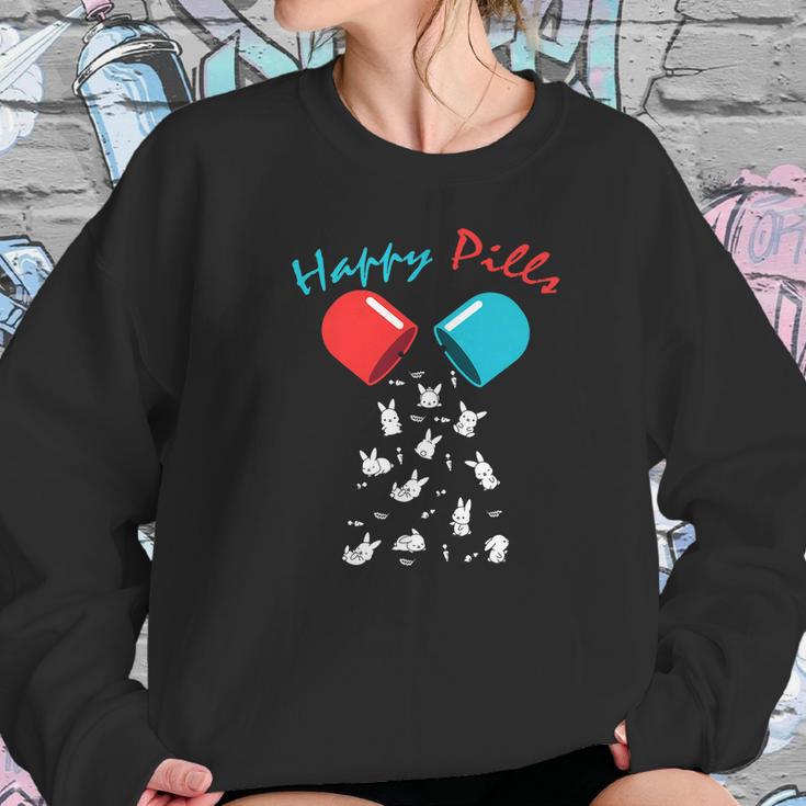 Happy Pill Bunny Funny Easter Silhouette Rabbits Sweatshirt Gifts for Her