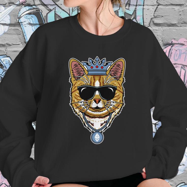 Hodl Ethereum Eth Cat King Crypto Currency Moon Sweatshirt Gifts for Her