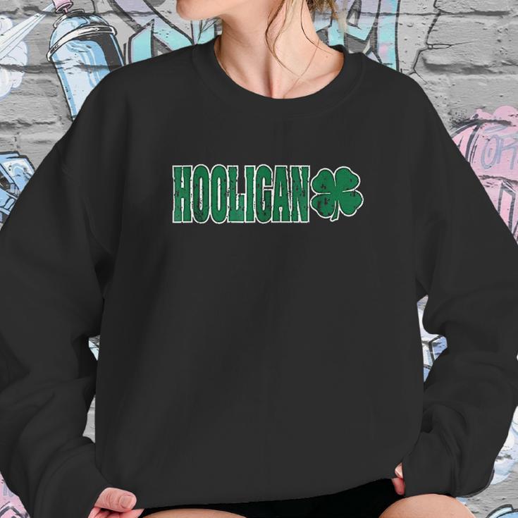 Hooligans St Patricks Day Four Leaf Clover Sweatshirt Gifts for Her