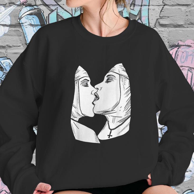 Hot Lesbian Kiss Nun Bondage Satanic Bdsm Sweatshirt Gifts for Her