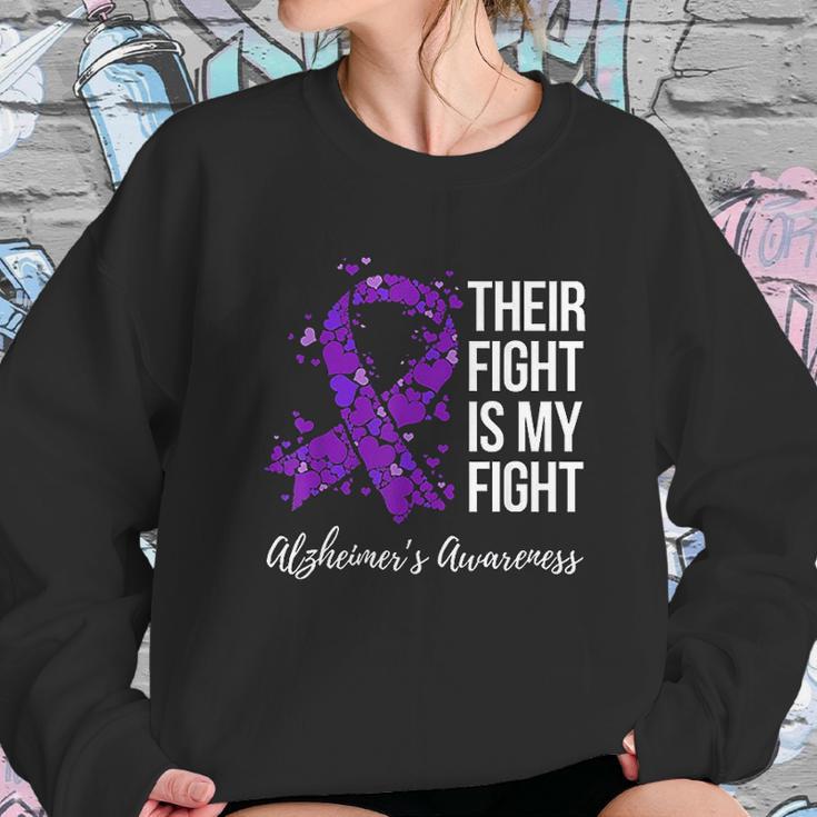 Their Fight Is My Fight Purple Ribbon Alzheimer Sweatshirt Gifts for Her