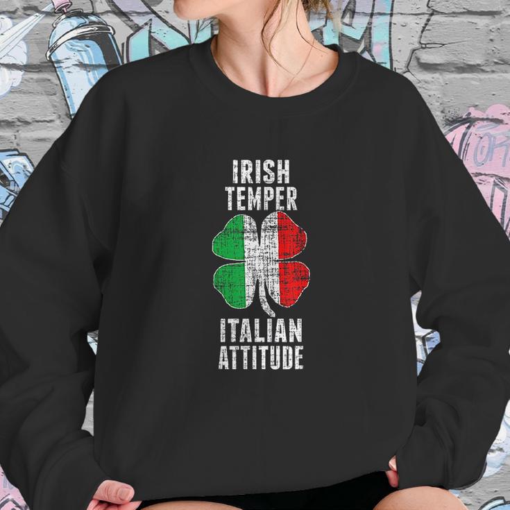 Irish Temper Italian Attitude St Patricks Shamrock Sweatshirt Gifts for Her