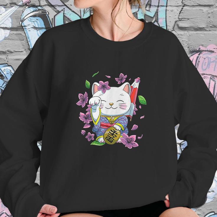 Japanese Maneki Neko Lucky Cat Sweatshirt Gifts for Her