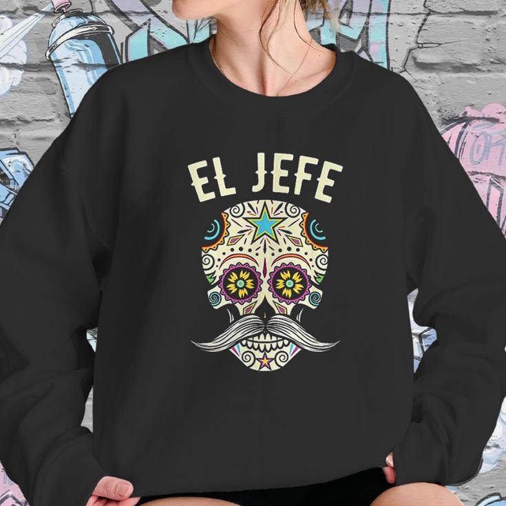 Jefe Men Mexican Boss Sugar Skull Day Of The Dead Sweatshirt Gifts for Her