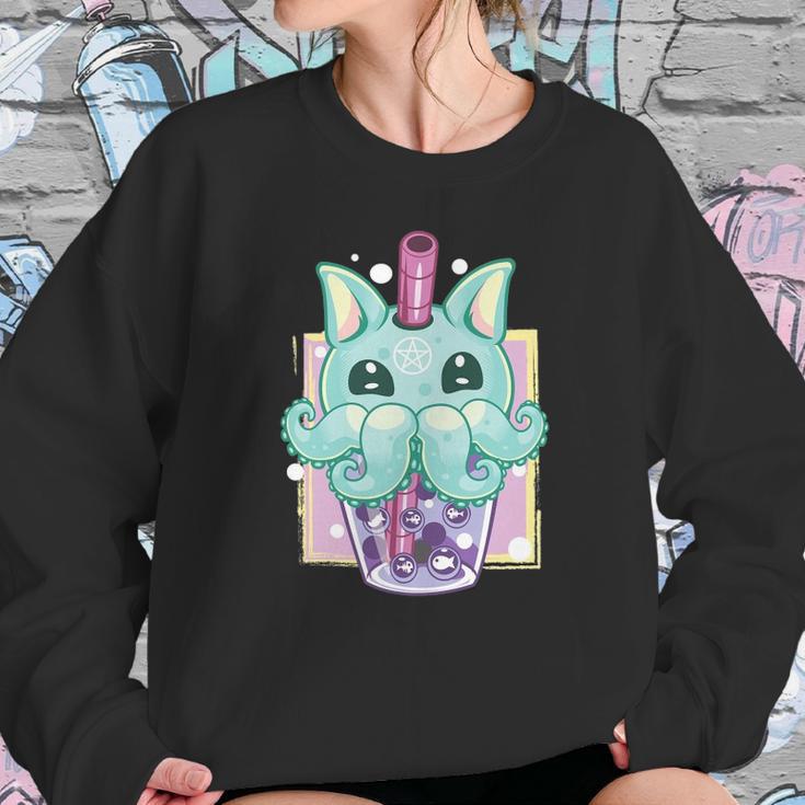 Kawaii Pastel Goth Creepy Creature Boba Bubble Tea Vaporwave Sweatshirt Gifts for Her