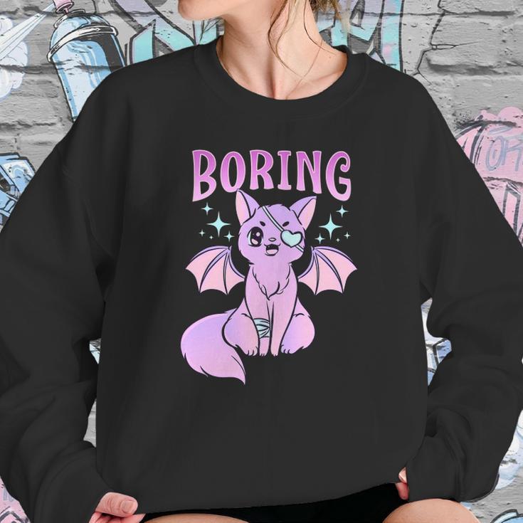 Kawaii Pastel Goth Cute Creepy Bat Cat Anime Theme Sweatshirt Gifts for Her