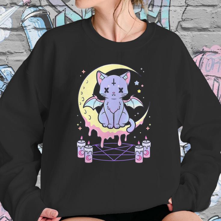 Kawaii Pastel Goth Cute Creepy Black Cat Sweatshirt Gifts for Her