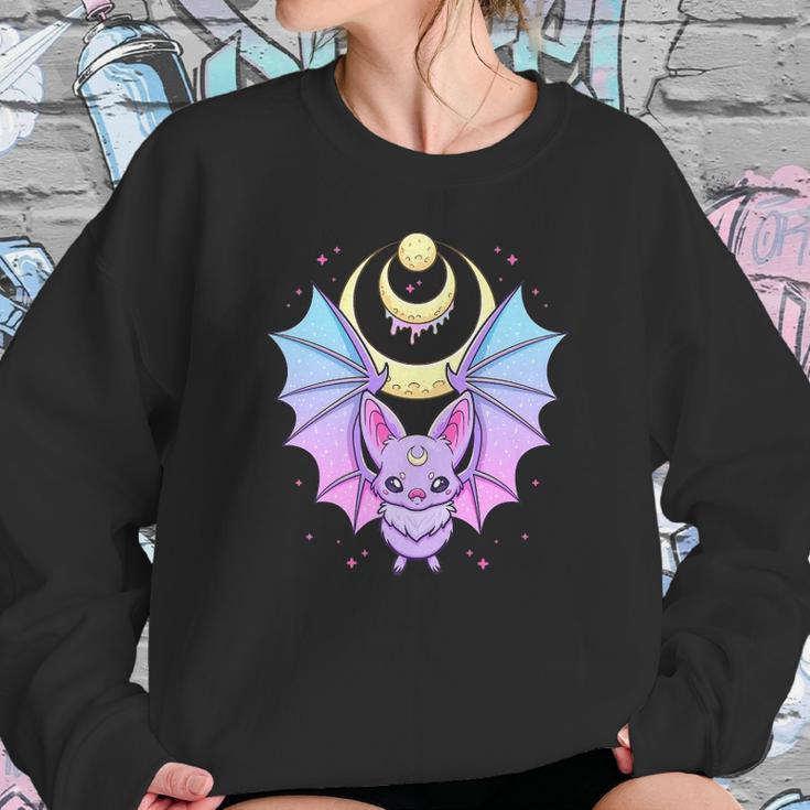 Kawaii Pastel Goth Cute Creepy Crescent Moon Bat Sweatshirt Gifts for Her