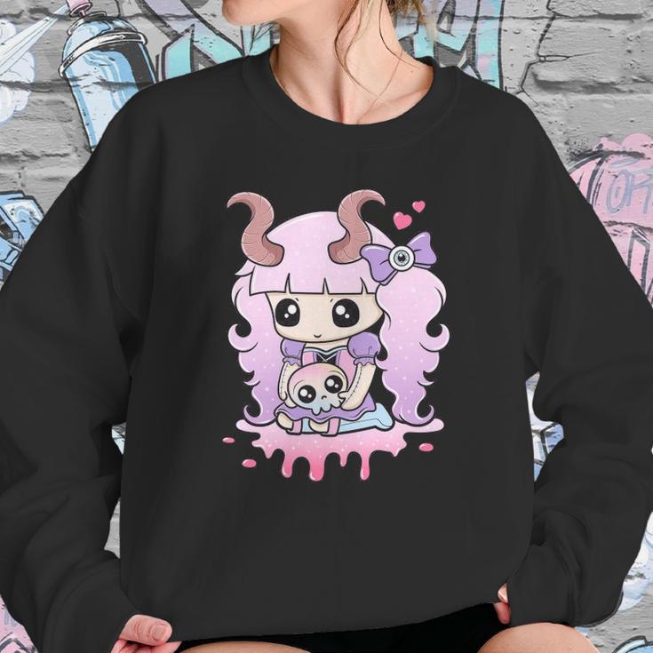 Kawaii Pastel Goth Cute Creepy Girl Anime Skull Sweatshirt Gifts for Her