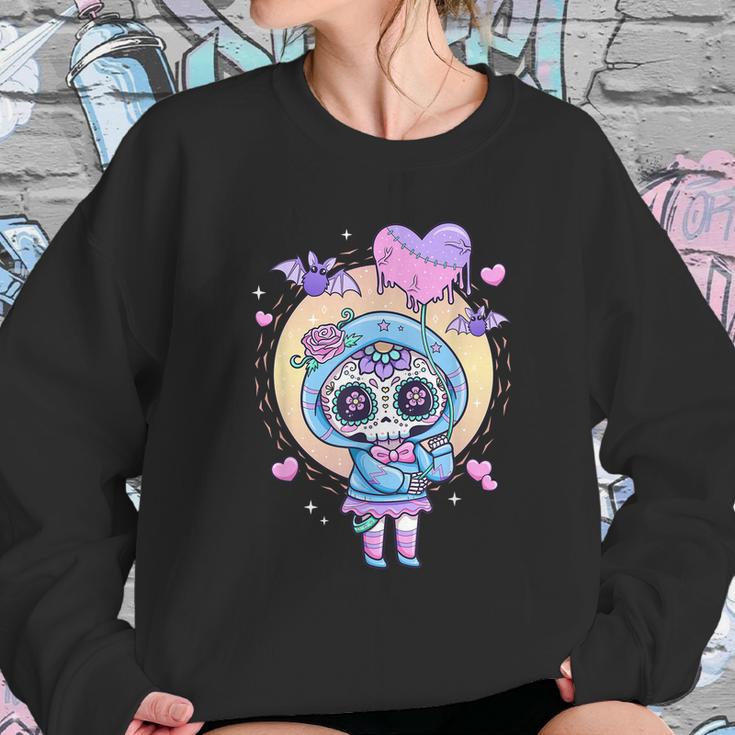 Kawaii Pastel Goth Cute Creepy Sugar Skull Day Of The Death Sweatshirt Gifts for Her