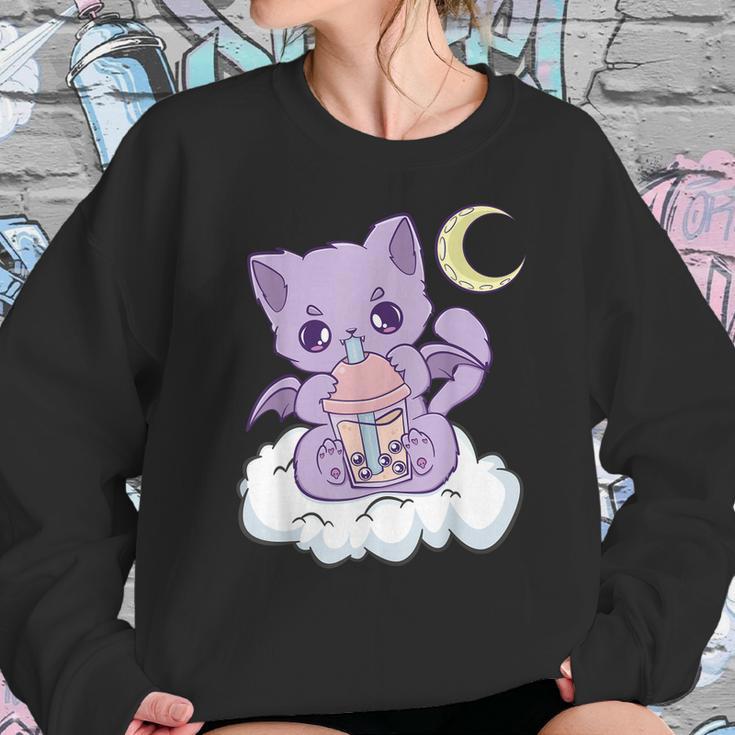 Kawaii Pastel Goth Cute Creepy Witchy Cat Boba Anime Kitten Sweatshirt Gifts for Her