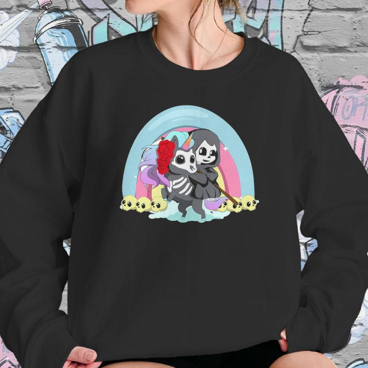 Kawaii Pastel Goth Unicorn And Grim Reaper Creepy Unicorn Sweatshirt Gifts for Her