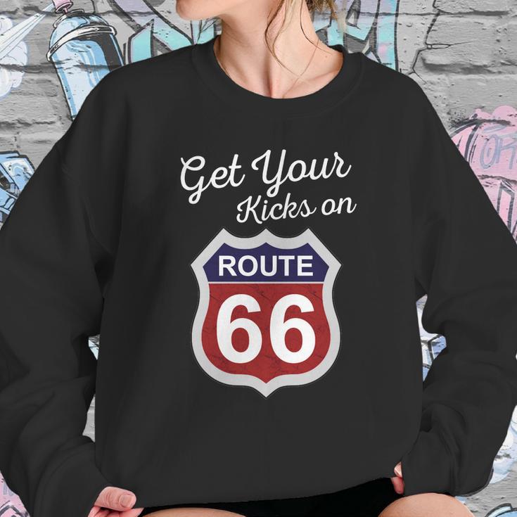 Get Your Kicks Route 66 Distressed &S Sweatshirt Gifts for Her