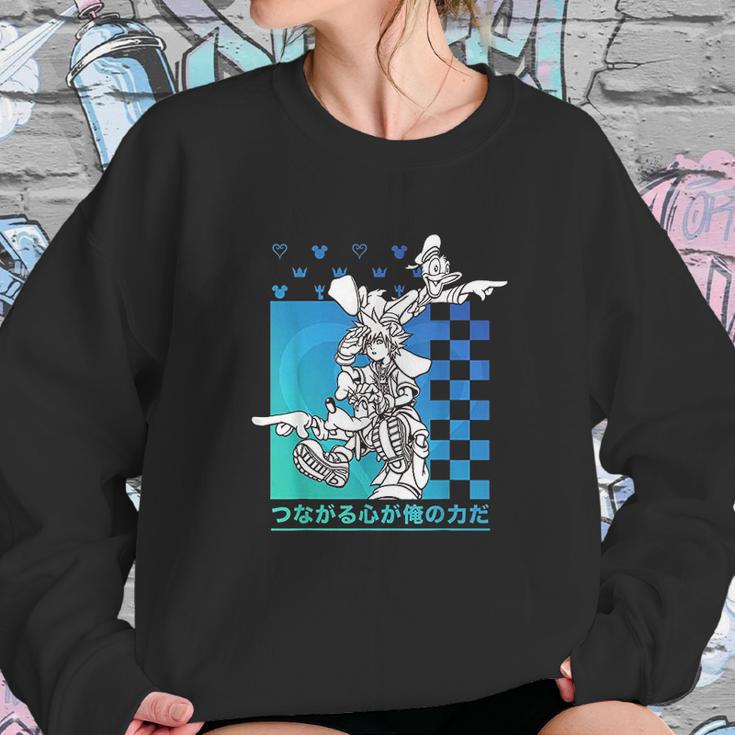 Kingdom Hearts Sora Donald Goofy Kanji Checkerboard Sweatshirt Gifts for Her