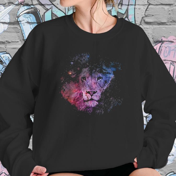 Lion Watercolor Style Leo Astrology Space Nebula Lion Sweatshirt Gifts for Her