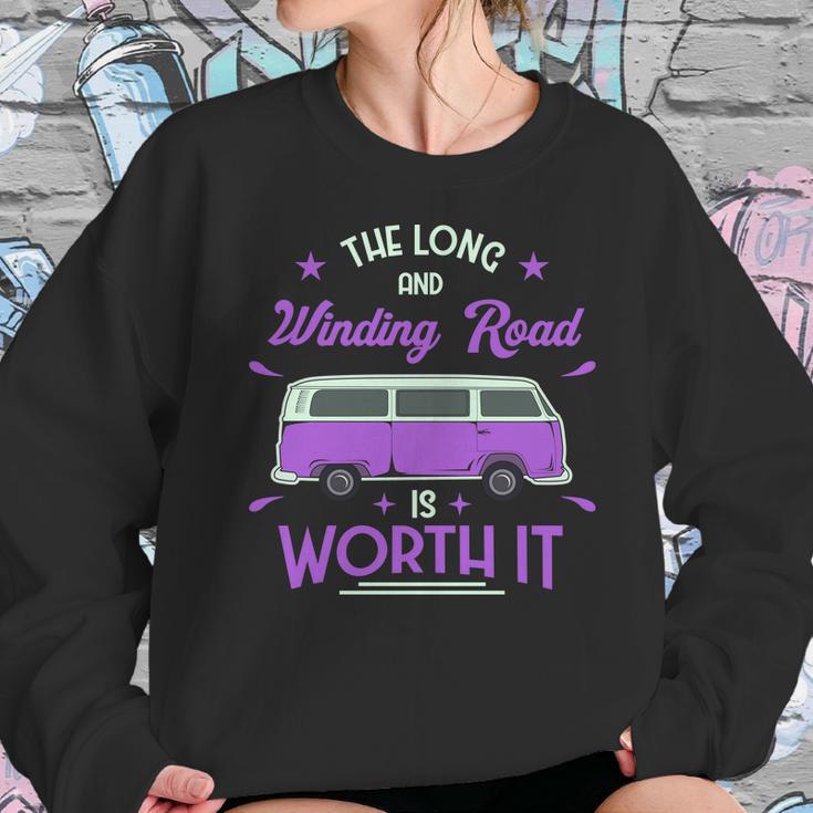 The Long And Winding Road Is Worth It Funny Purpil Van Camping Sweatshirt Gifts for Her